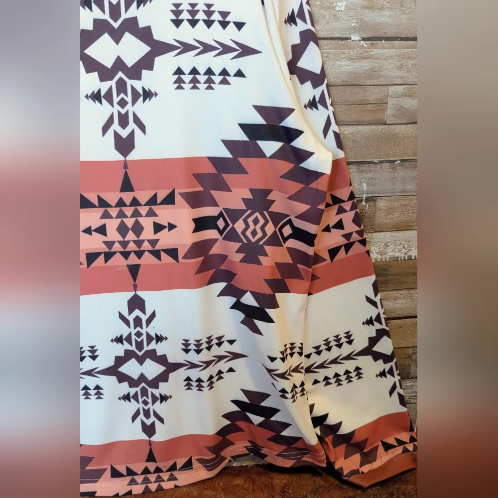 New Brown & White Aztec Top With Metal Buttons - Picture 8 of 15